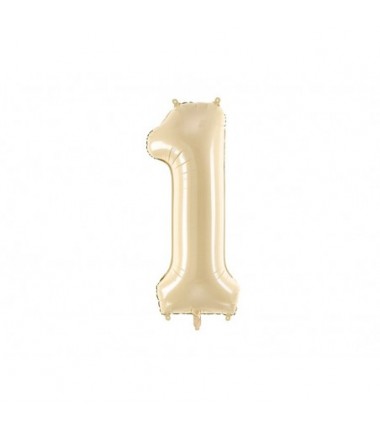 Balon foliowy Cyfra 1 - 72 cm - Beżowy
