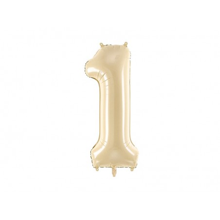 Balon foliowy Cyfra 1 - 72 cm - Beżowy