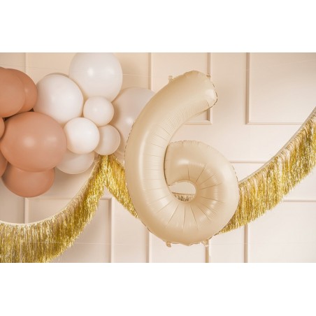 Balon foliowy Cyfra 6 - 72 cm - Beżowy