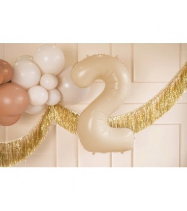 Balon foliowy Cyfra 2 - 72 cm - Beżowy
