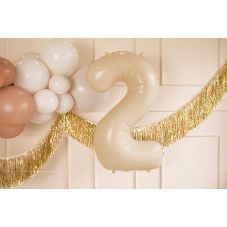 Balon foliowy Cyfra 2 - 72 cm - Beżowy