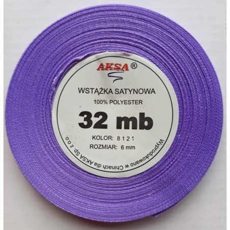 Wstążka satynowa - tasiemka satynowa 6 mm/32 mb - 8121 fiołek, fiolet AKSA