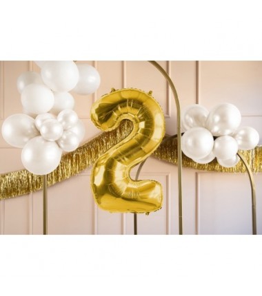 Balon foliowy Cyfra 2 - 72cm - Jasny złoty