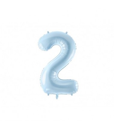 Balon foliowy Cyfra 2 - 72 cm - Jasny niebieski