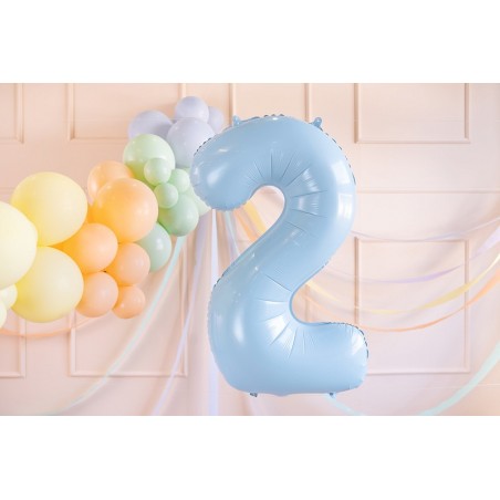 Balon foliowy Cyfra 2 - 72 cm - Jasny niebieski