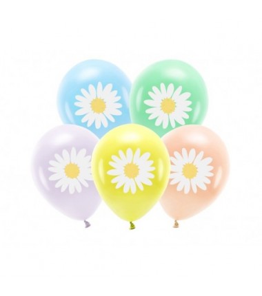 Balony 30 cm Eco Stokrotki mix - zestaw 5 sztuk