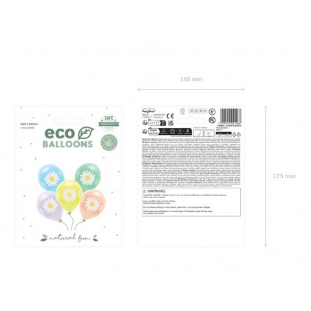 Balony 30 cm Eco Stokrotki mix - zestaw 5 sztuk