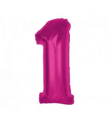 Balon foliowy Cyfra 1 - 92 cm - Różowy