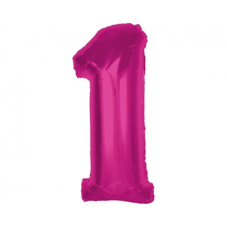 Balon foliowy Cyfra 1 - 92 cm - Różowy