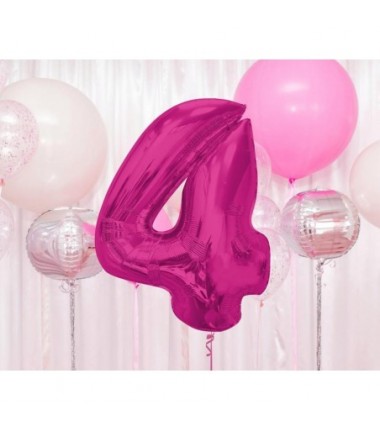 Balon foliowy Cyfra 4 - 92 cm - Różowy