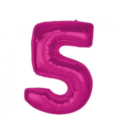 Balon foliowy Cyfra 5 - 92 cm - Różowy