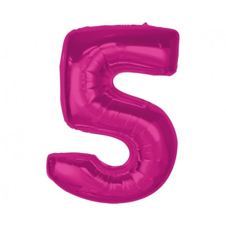 Balon foliowy Cyfra 5 - 92 cm - Różowy