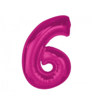 Balon foliowy Cyfra 6 - 92 cm - Różowy
