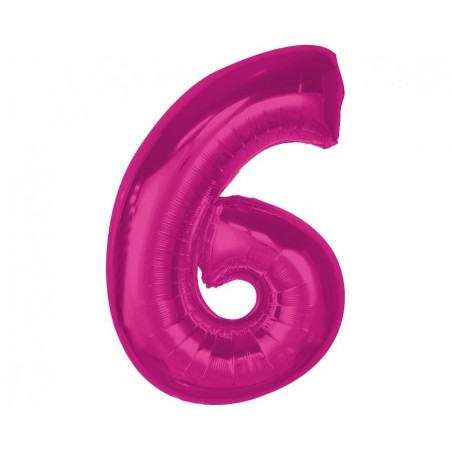 Balon foliowy Cyfra 6 - 92 cm - Różowy