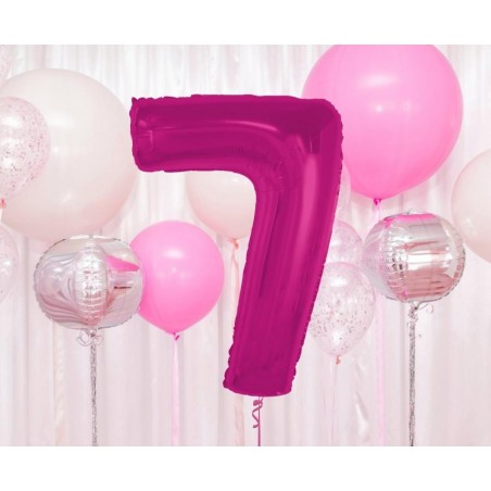 Balon foliowy Cyfra 7 - 92 cm - Różowy
