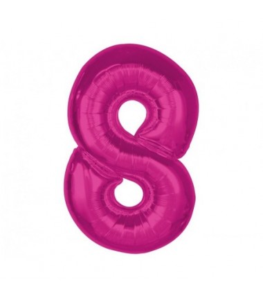 Balon foliowy Cyfra 8 - 92 cm - Różowy