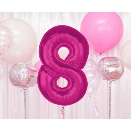 Balon foliowy Cyfra 8 - 92 cm - Różowy