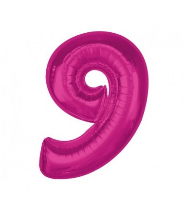 Balon foliowy Cyfra 9 - 92 cm - Różowy