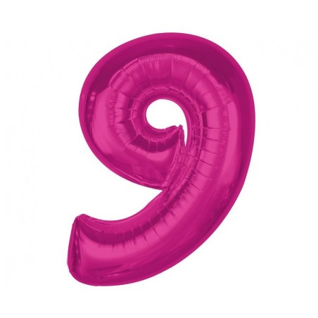 Balon foliowy Cyfra 9 - 92 cm - Różowy
