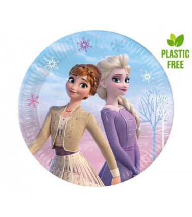 Talerzyki papierowe Frozen 2: Wind Spirit - 23 cm - 8 sztuk (plastic-free)