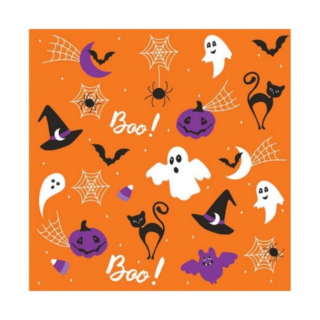 Serwetki papierowe Halloween Graphics on Orange - Grafika Halloween na pomarańczowo - 20 sztuk