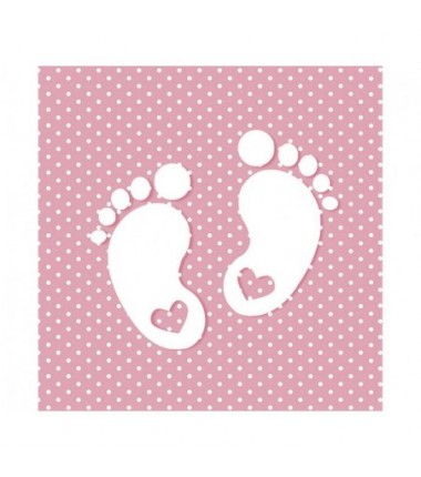 Serwetki papierowe Little Feet Pink - Małe stopy różowe -  20 sztuk