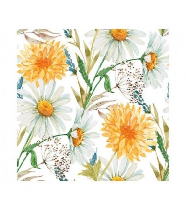 Serwetki papierowe Marigolds and Wildflowers - Nagietki i kwiaty polne - 20 sztuk