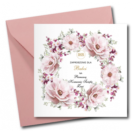 Zaproszenie na KOMUNIĘ ŚWIĘTĄ dla BABCI + IMIĘ dziecka - SARENKA 2 PERSONALIZOWANE