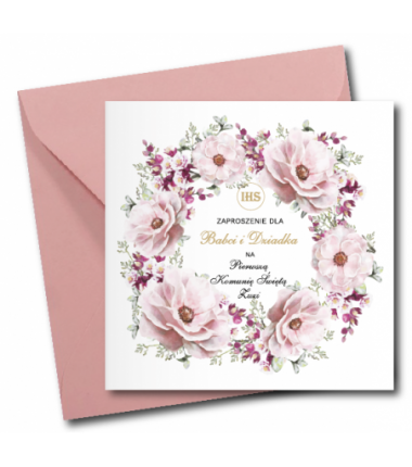 Zaproszenie na KOMUNIĘ ŚWIĘTĄ dla BABCI I DZIADKA + IMIĘ dziecka - SARENKA 2 PERSONALIZOWANE