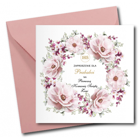 Zaproszenie na KOMUNIĘ ŚWIĘTĄ dla PRABABCI + IMIĘ dziecka - SARENKA 2 PERSONALIZOWANE