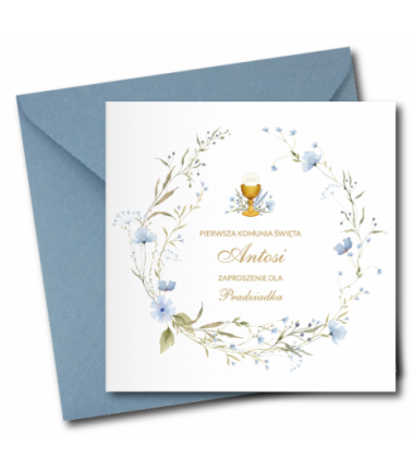Zaproszenie na KOMUNIĘ ŚWIĘTĄ dla PRADZIADKA + IMIĘ dziecka - NIEZAPOMINAJKI PERSONALIZOWANE