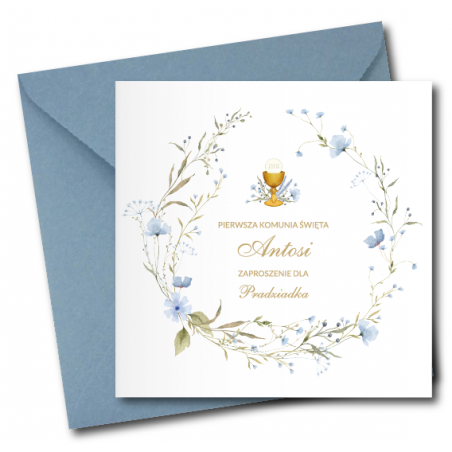 Zaproszenie na KOMUNIĘ ŚWIĘTĄ dla PRADZIADKA + IMIĘ dziecka - NIEZAPOMINAJKI PERSONALIZOWANE