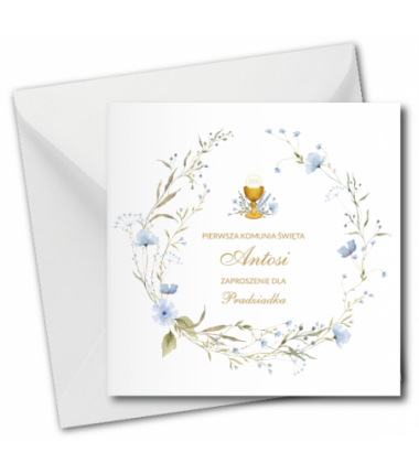Zaproszenie na KOMUNIĘ ŚWIĘTĄ dla PRADZIADKA + IMIĘ dziecka - NIEZAPOMINAJKI PERSONALIZOWANE