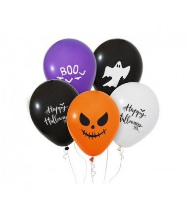 Balony Happy Halloween 30 cm - 12" - 5 szt.