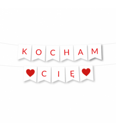 Girlanda KOCHAM CIĘ - czerwona
