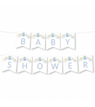 Girlanda BABY SHOWER - chmurki niebieskie