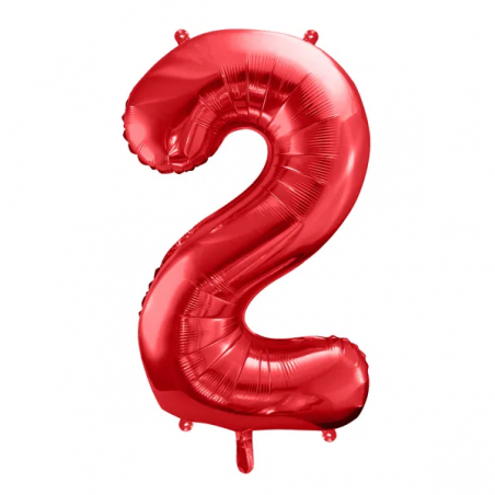 Balon foliowy Cyfra 2 - 86 cm - Czerwony