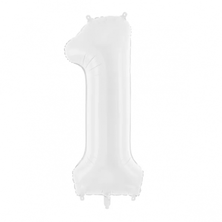 Balon foliowy Cyfra 1 - 86 cm - Biały