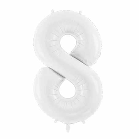 Balon foliowy Cyfra 8 - 86 cm - Biały