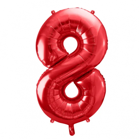 Balon foliowy Cyfra 8 - 86 cm - Czerwony