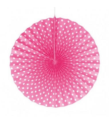 Rozeta papierowa w kropki różowa 30cm 1sztuka