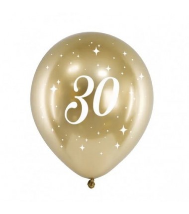 Balony Glossy 30cm, 30 złoty - 6 sztuk
