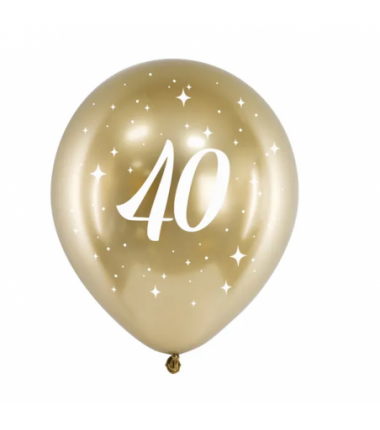 Balony Glossy 30cm, 40 złoty - 6 sztuk
