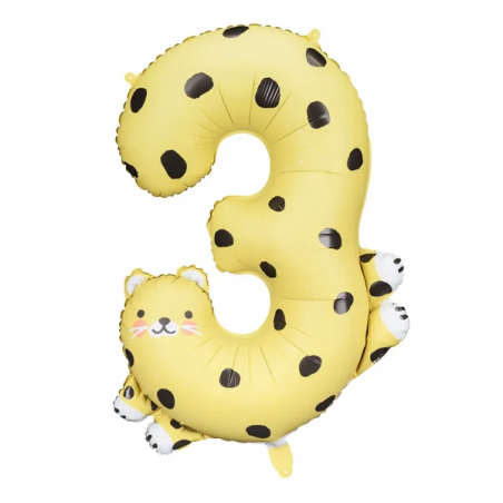 Balon foliowy Cyfra 3 - Gepard - 68x98 cm