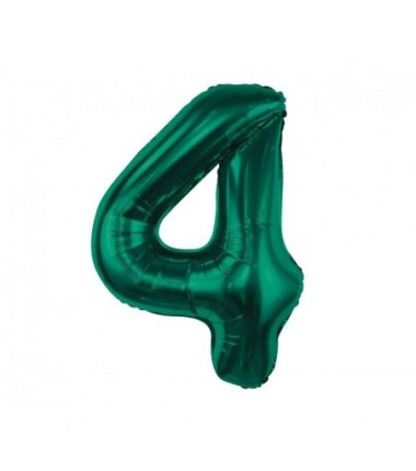 Balon foliowy Cyfra 4 - 85 cm - Ciemna zieleń butelkowa