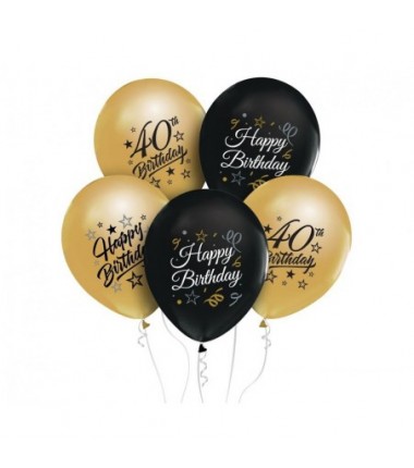 BALONY z nadrukiem 40 urodziny - 5 sztuk