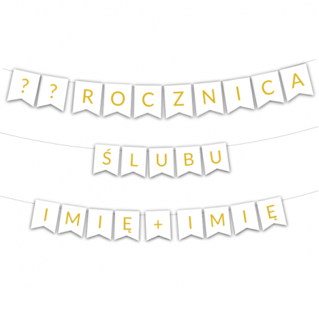 Girlanda 1-99 Rocznica Ślubu + Imiona - Złota
