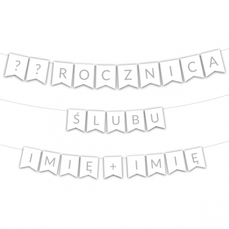 Girlanda 1-99 Rocznica Ślubu + Imiona - Srebrna