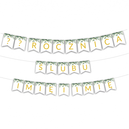 Girlanda 1-99 Rocznica Ślubu + Imiona - Eukaliptus 3