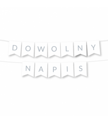 Girlanda - DOWOLNY NAPIS - srebrna - MAX 20 ZNAKÓW